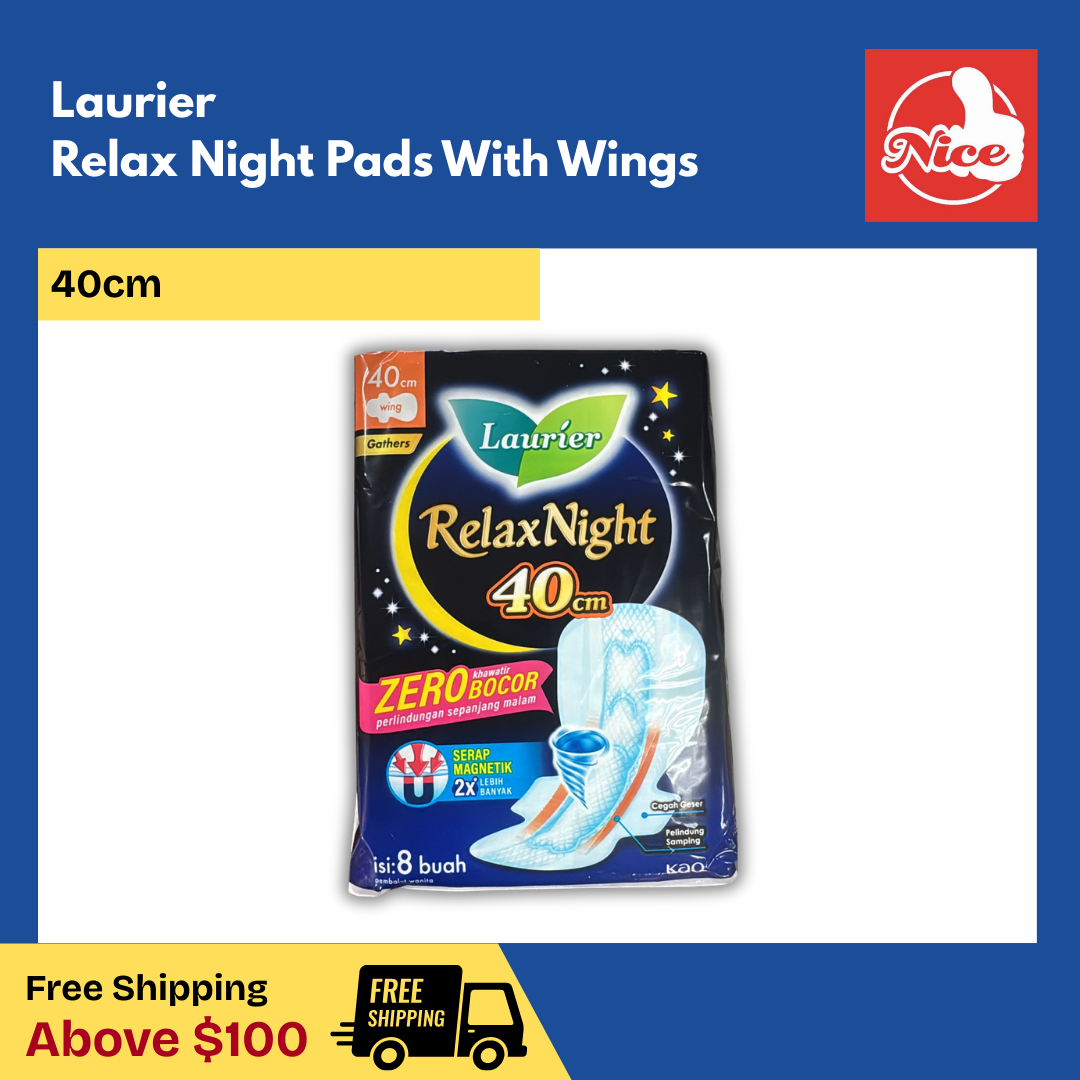 Laurier Relax Night Pads with Wings 40cm (8pcs)